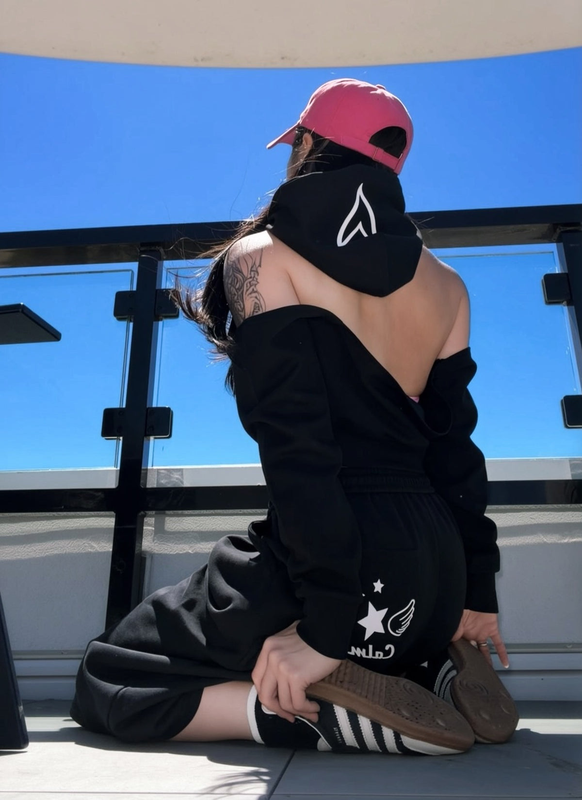 Turn Around | Open Back Hoodie | Black