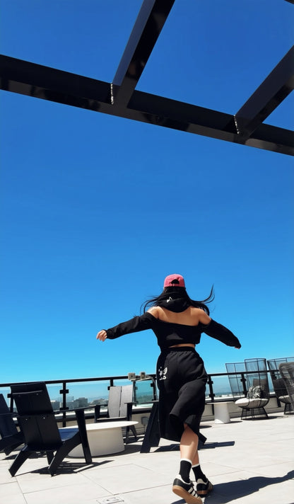 Turn Around | Open Back Hoodie | Black