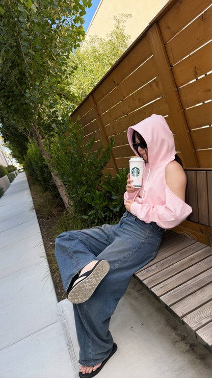 Turn Around | Open Back Hoodie | Blush Pink
